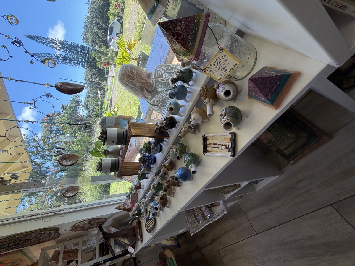 Pottery on the window shelf