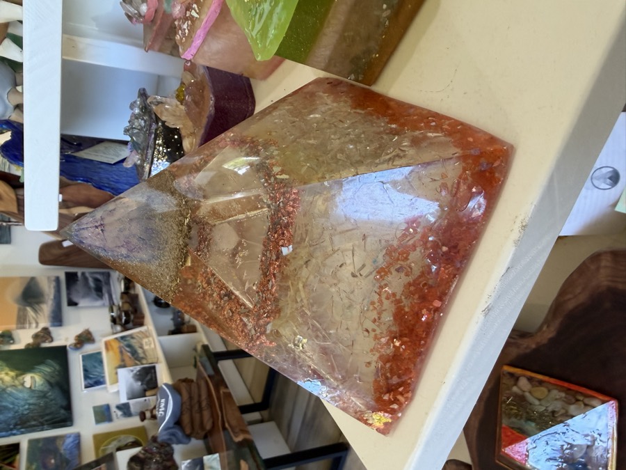 Mixed media pyramid art